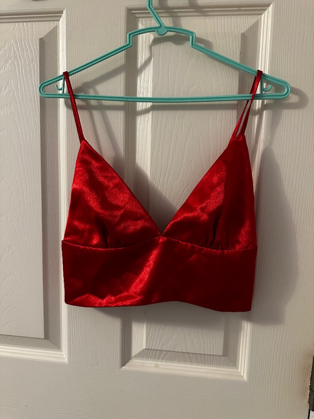 Fashion Nova Red Satin Cropped Top (Size Small)